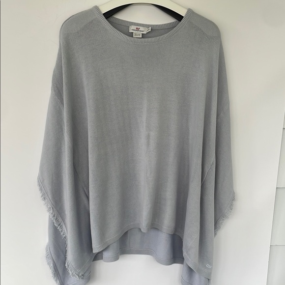 Vineyard Vines Women’s Oversized Fringe Poncho Sweater Cotton Pull Over XS / S - Picture 1 of 17